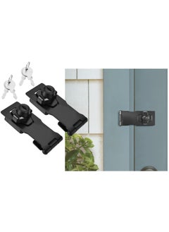 ROBUSTLINE Robuistline Pack Of 2 Hasps And Staples 3 Inch Matt Black W/Lock For Small Doors Cabinets And More Chrome Plated Hasp Lock Catch Latch Safety Lock No 305 