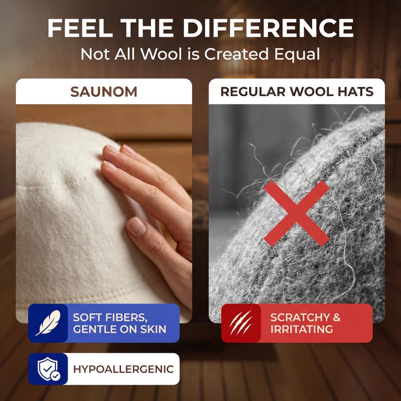 SAUNOM Wool Sauna Hat for Men and Women â€” 100% Natural Wool â€” Breathable, Itch-Free and Odor Resistant Sauna Cap â€” Ideal Banya Hat for Men - Image 3