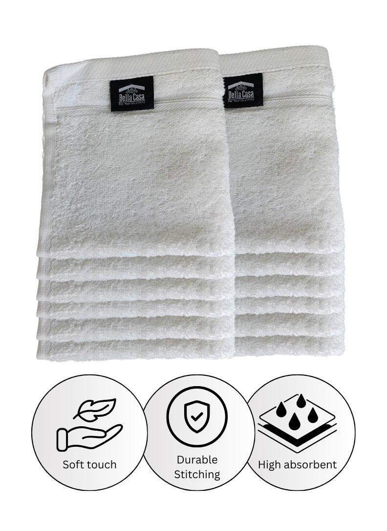 Pearl Coast International 12 Pieces Luxury Face Towel Set 30x30cm 630 GSM Premium Cotton Ultra Soft and Highly Absorbent Expertly Woven for Durability Hotel And Spa Quality Towels White  - Image 2