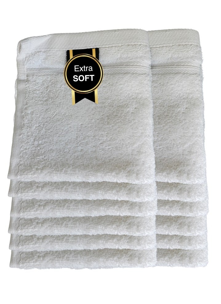 Pearl Coast International 12 Pieces Luxury Face Towel Set 30x30cm 630 GSM Premium Cotton Ultra Soft and Highly Absorbent Expertly Woven for Durability Hotel And Spa Quality Towels White  - Image 1