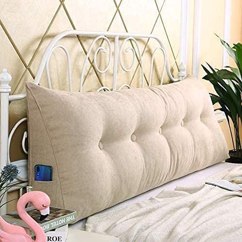 INDIDECOR INDIDECOR 803029 Headboard Reading PillowReading Pillow Double Head Triangular Pillow Sofa Back Soft Pack Bed Large Protection Waist Color Beige Size 802150cm - Image 2