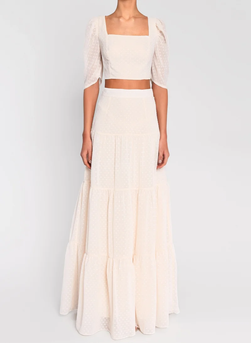 ترو ديكادينس Cream Dobby Spot Cropped Top