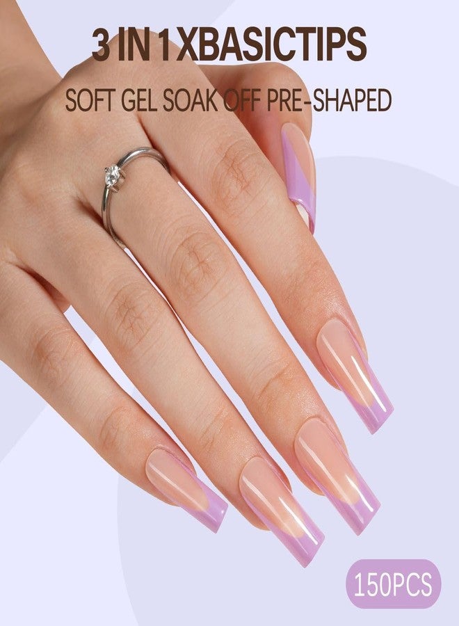 Misssix XBASICTIPS French Gel Nail Tips, 150Pcs Soft Gel French Tip Press on Nails, Long Square Pre-Shaped Fake Nails, No Need to File for Art DIY 15 Sizes - Image 3