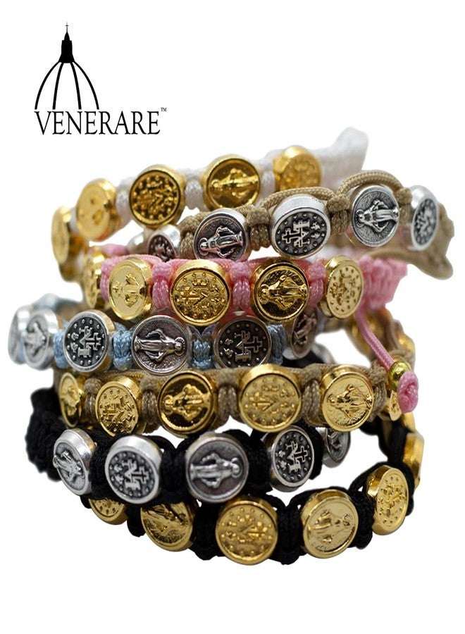 Venerare Handwoven Miraculous Medal bead bracelet with adjustable cord - Image 2