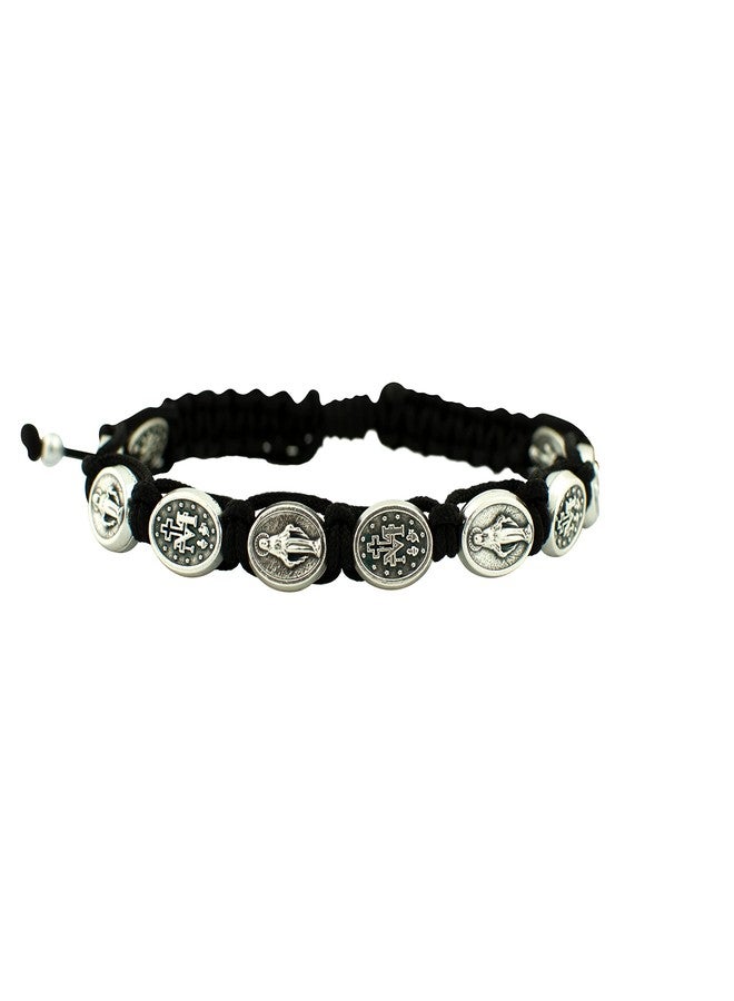 Venerare Handwoven Miraculous Medal bead bracelet with adjustable cord - Image 3