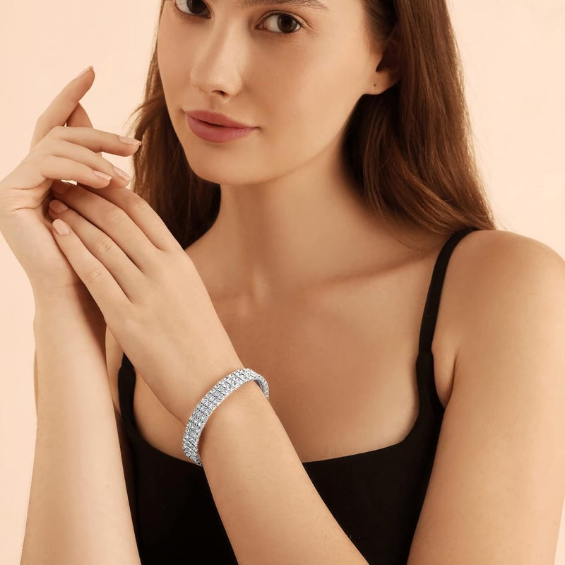 Zealmer Sparkle Multicolor Rhinestone Stackable Stretch Bracelets for Women - Image 4