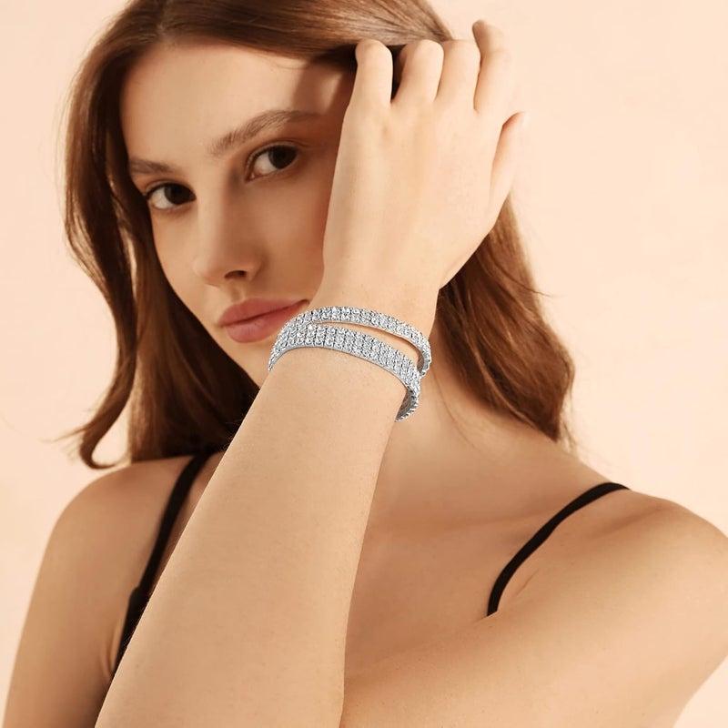 Zealmer Sparkle Multicolor Rhinestone Stackable Stretch Bracelets for Women - Image 5