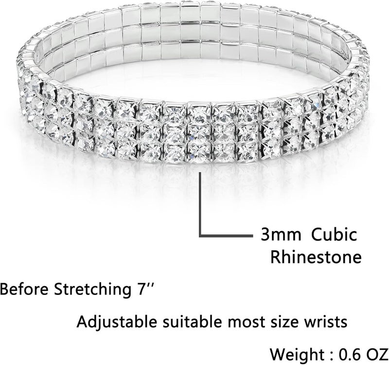 Zealmer Sparkle Multicolor Rhinestone Stackable Stretch Bracelets for Women - Image 2