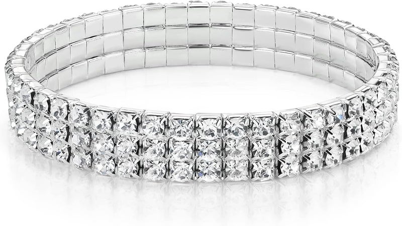 Zealmer Sparkle Multicolor Rhinestone Stackable Stretch Bracelets for Women - Image 1