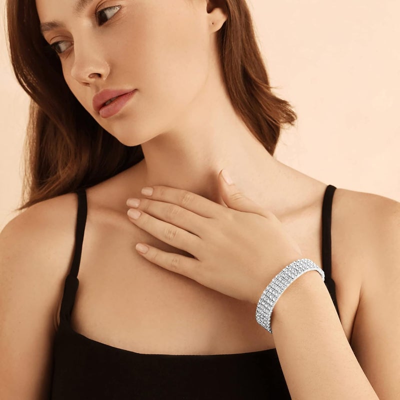 Zealmer Sparkle Multicolor Rhinestone Stackable Stretch Bracelets for Women - Image 3