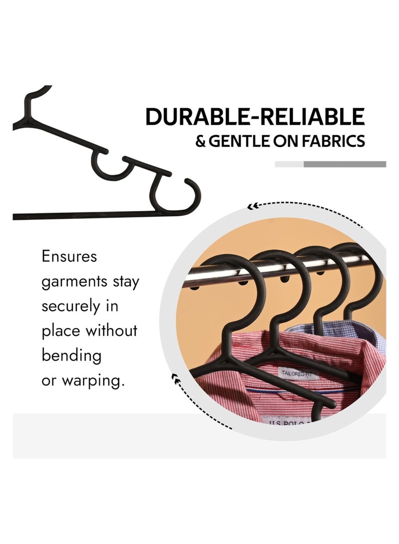 Toshionics Pack of 10 Hangers | Multi-Purpose Hangers for Trouser-Skirts-Coat-Dresses-Ties | Plastic Clothes Almirah Hangers | Hangers for Wardrobe-Cabinets-Closet | White - Image 4