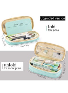 EASTHILL EASTHILL Big Capacity Pencil Pen Case Office College School Large Storage High Capacity Bag Pouch Holder Box Organizer (Cyan)  - Image 4