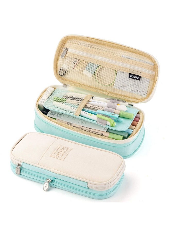 EASTHILL EASTHILL Big Capacity Pencil Pen Case Office College School Large Storage High Capacity Bag Pouch Holder Box Organizer (Cyan)  - Image 1