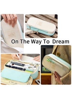 EASTHILL EASTHILL Big Capacity Pencil Pen Case Office College School Large Storage High Capacity Bag Pouch Holder Box Organizer (Cyan)  - Image 5