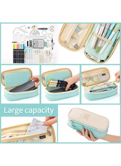EASTHILL EASTHILL Big Capacity Pencil Pen Case Office College School Large Storage High Capacity Bag Pouch Holder Box Organizer (Cyan)  - Image 3