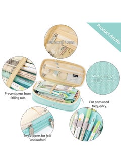 EASTHILL EASTHILL Big Capacity Pencil Pen Case Office College School Large Storage High Capacity Bag Pouch Holder Box Organizer (Cyan)  - Image 2