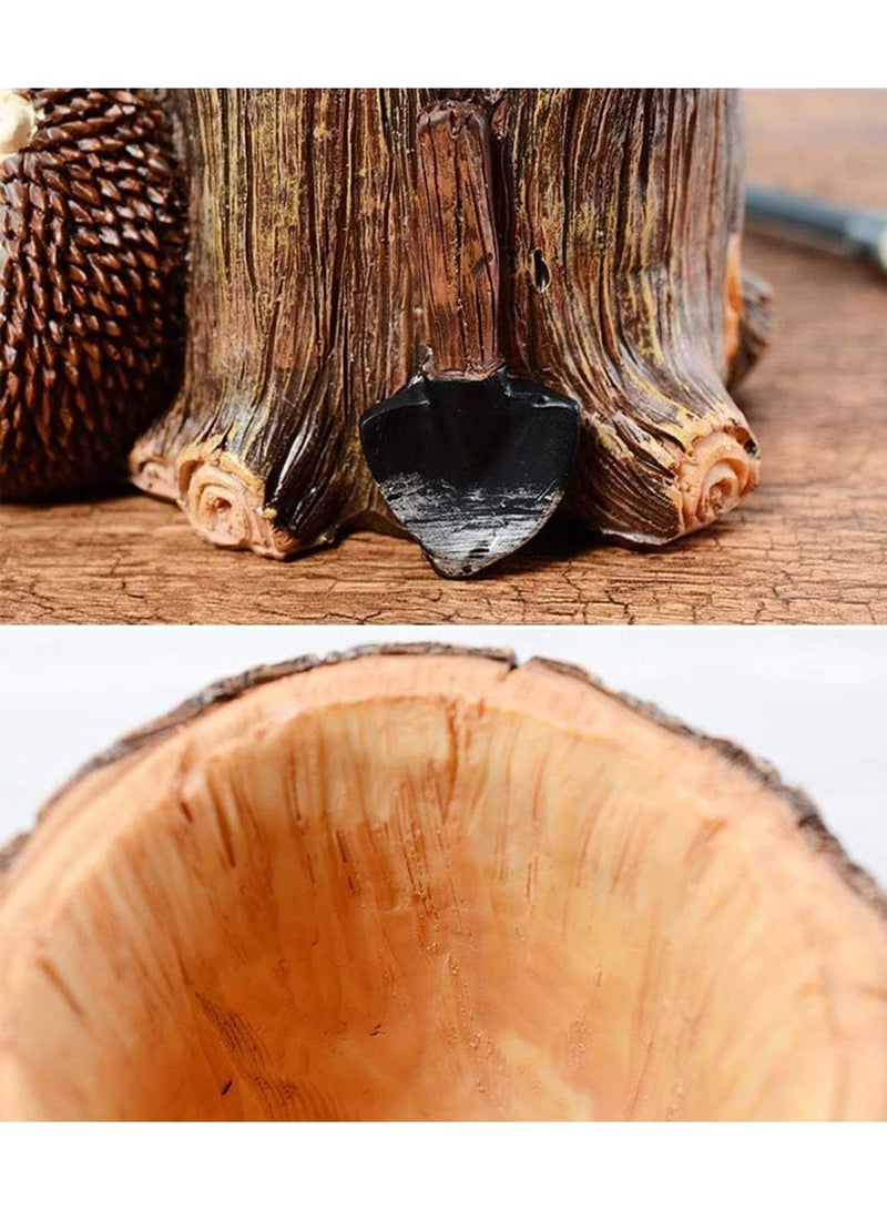 SYOSI Desk Organizer, Resin Pen Holder, cute hedgehog shaped storage container for pens pencils toothbrushes, adorable decorative design durable resin material, ideal for office desk study table bookshelf - Image 4