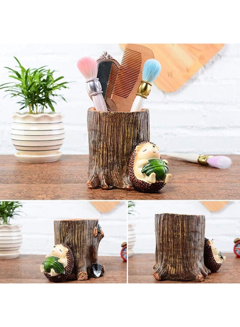 SYOSI Desk Organizer, Resin Pen Holder, cute hedgehog shaped storage container for pens pencils toothbrushes, adorable decorative design durable resin material, ideal for office desk study table bookshelf - Image 3
