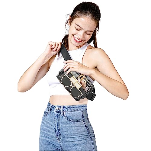 kuifang Clear Fanny Pack Belt Bag Stadium Approved for Women Men with Adjustable Strap Water-resistant Waist bag Clear Purse for Travel Workout Running Hiking(Black) - Image 2