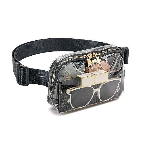 kuifang Clear Fanny Pack Belt Bag Stadium Approved for Women Men with Adjustable Strap Water-resistant Waist bag Clear Purse for Travel Workout Running Hiking(Black) - Image 1