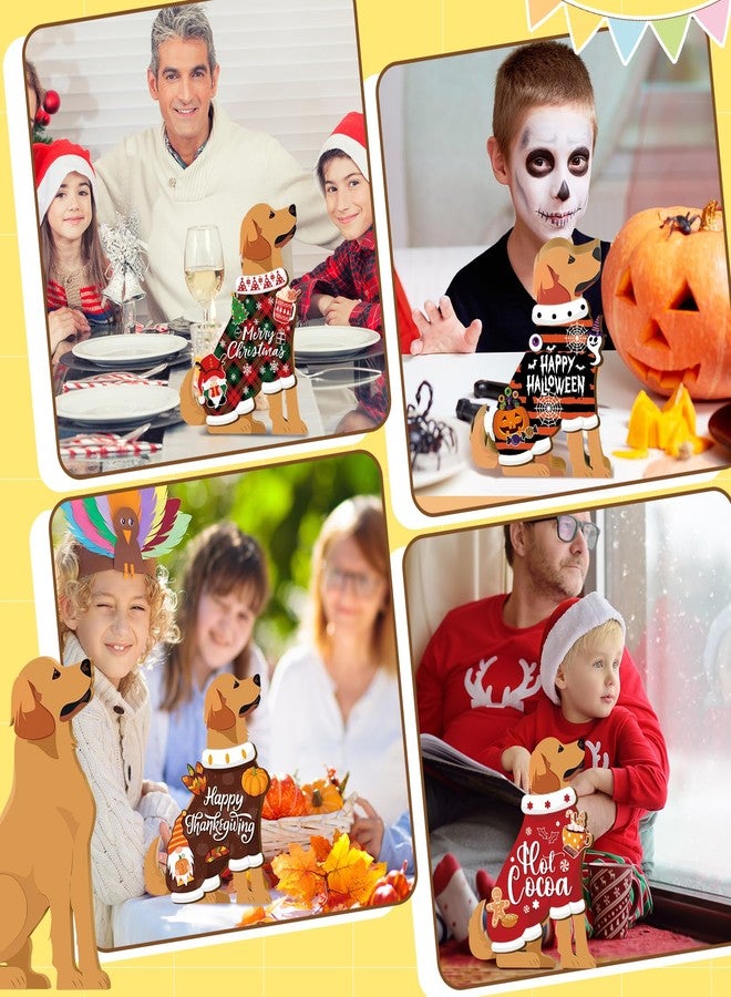 Barydat باريدات، 16 قطعة من لافتات الترحيب بالكلاب القابلة للتبديل، زينة رائعة للأبواب الأمامية الموسمية، ديكور خشبي ريفي للأبواب والجدران في العطلات، مناسب لعيد الاستقلال، الصيف، الخريف، الهالوين، الكريسماس (كلب لطيف). - Image 5