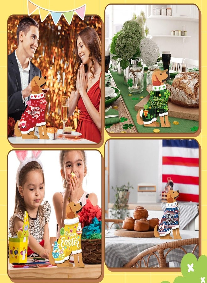 Barydat باريدات، 16 قطعة من لافتات الترحيب بالكلاب القابلة للتبديل، زينة رائعة للأبواب الأمامية الموسمية، ديكور خشبي ريفي للأبواب والجدران في العطلات، مناسب لعيد الاستقلال، الصيف، الخريف، الهالوين، الكريسماس (كلب لطيف). - Image 2