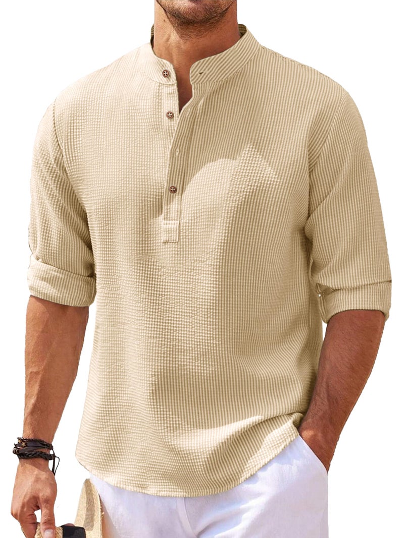 Noble Monk Men Polycotton Solid Regular Kurta || Casual Plain Stylish Shirt for Man || Full Sleeve Band Collar Tshirt for Men || Casual Wear Tshirt for Man - Image 4