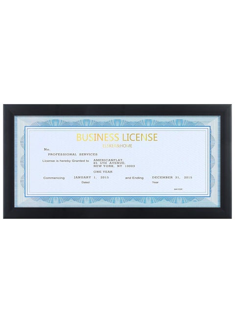 ELSKER&HOME 4x9 Business License Frame Black for 4 x 9 Standard Business Licence  Wall or Tabletop Display Panoramic Picture with No Mat (1 Pack)