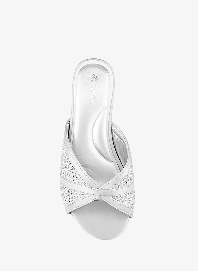 Cuple Silver Girls Heeled Slides for Women | Best Price UAE