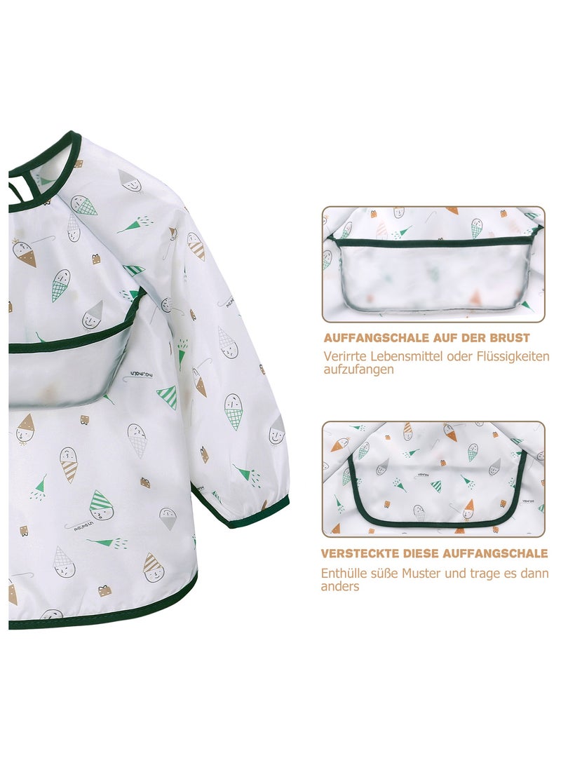 Miracle Baby 2 PCS Set Waterproof Long Sleeves Apron Baby Bibs and Anti-dirty Kids Feeding Bibs Coverall - Image 3