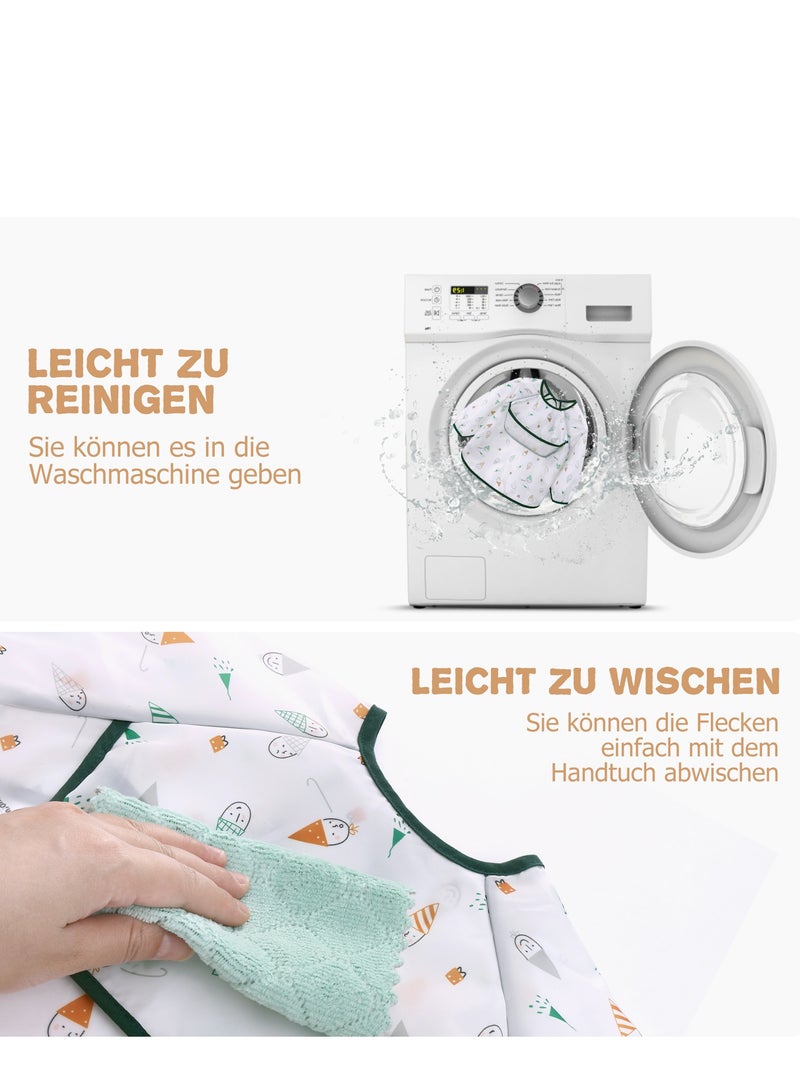 Miracle Baby 2 PCS Set Waterproof Long Sleeves Apron Baby Bibs and Anti-dirty Kids Feeding Bibs Coverall - Image 5