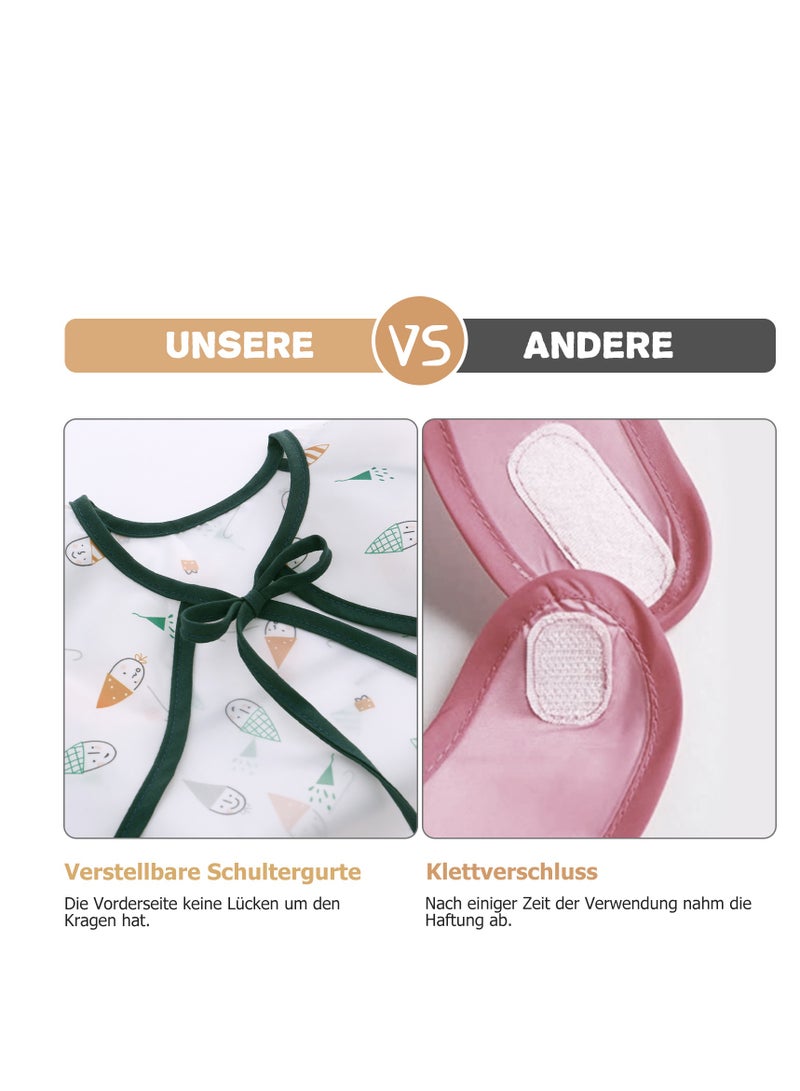 Miracle Baby 2 PCS Set Waterproof Long Sleeves Apron Baby Bibs and Anti-dirty Kids Feeding Bibs Coverall - Image 4