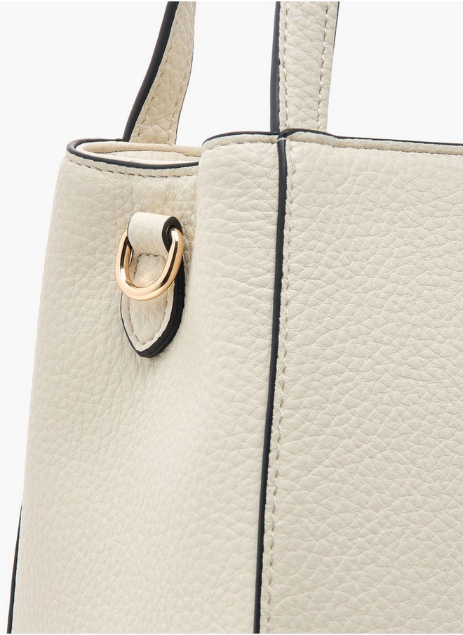 Celeste Textured Tote Bag with Zip Closure and Detachable Strap  - Image 5