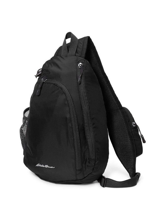 Eddie Bauer Eddie Bauer Ripstop 8L Shoulder Sling Pack with Padded Air-Mesh Adjustable Crossbody Strap, Black, One Size