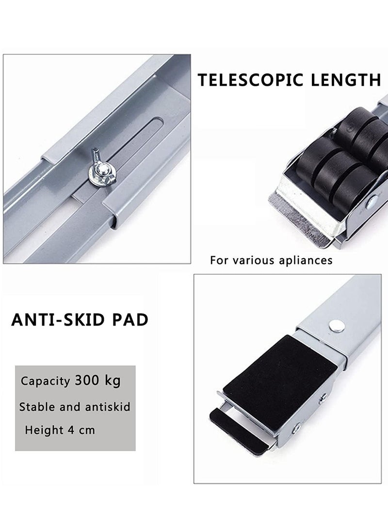 Toshionics - Heavy Duty Adjustable Appliance Base with Moving Roller for Home Appliances Washing Machines Refrigerators Dryers Dishwashers and Equipment with Wheels Anti-Skid Pad for 300kg with Brake - Image 1