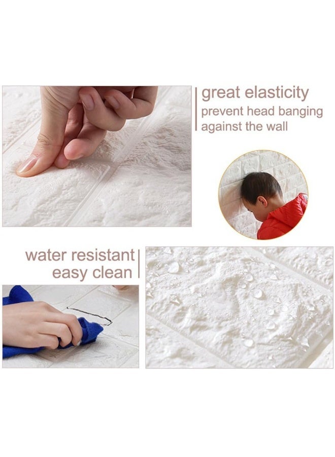 HOME TASTE 3D Brick Wall Stickers - Self Adhesive, Waterproof Pe Foam, White Wallpaper For Living Room, Tv Wall, And Home Decor - Image 4