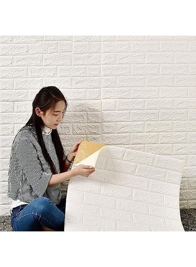 HOME TASTE 3D Brick Wall Stickers - Self Adhesive, Waterproof Pe Foam, White Wallpaper For Living Room, Tv Wall, And Home Decor - Image 3