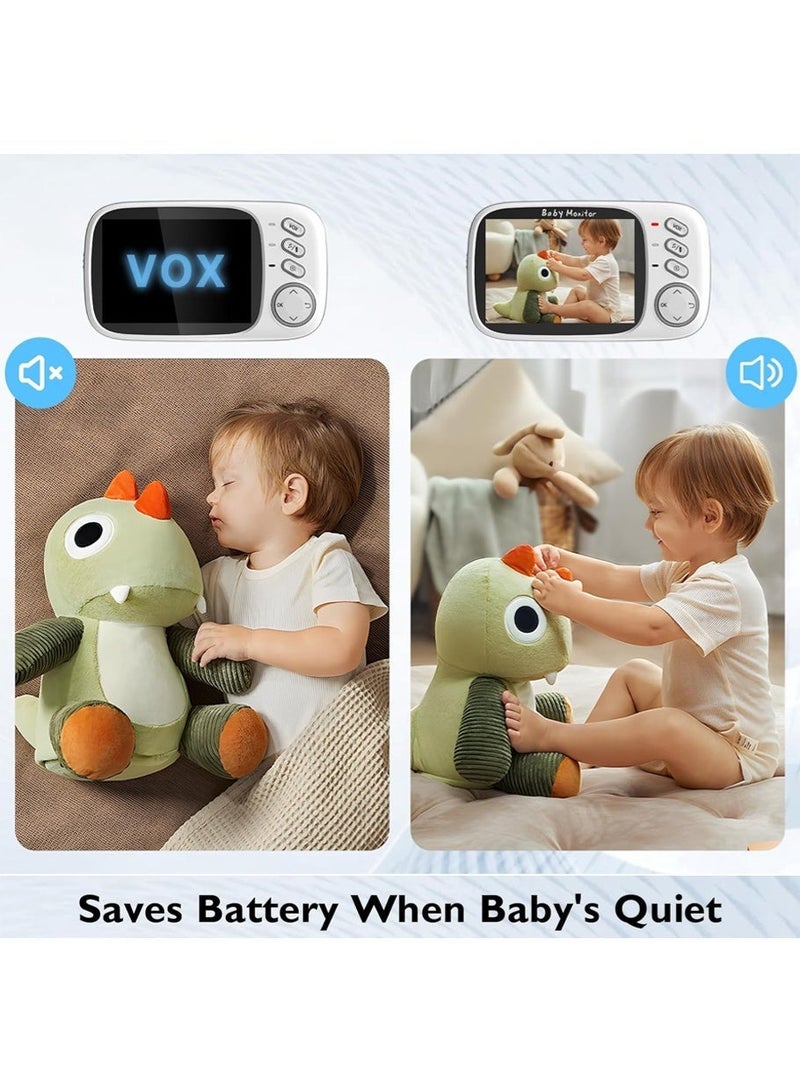 3.2-Inch Wireless Baby Monitor with Night Vision & Two-Way Audio – White LCD Screen, Portable Video Monitor for Infants - Image 5
