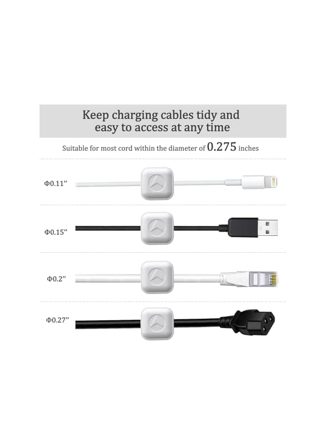 promass COOLive Magnetic Cord Organizer, 6Pcs Magnetic Cable Clips Adhesive Cord Holder Under Desk Charger Cord Holder Management for Home Kitchen Appliances Office Desktop Car Nightstand - White - Image 3