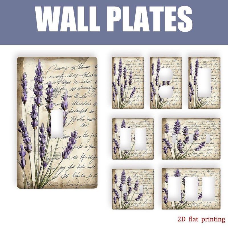 Lavender Decor Switch Wall Plate 2D Flat Printed Flower Design Duplex Outlet Cover Easy Install Durable Plastic Safe For Single Double Pole Switches Farmhouse Bedroom Kitchen Living Room - Image 1