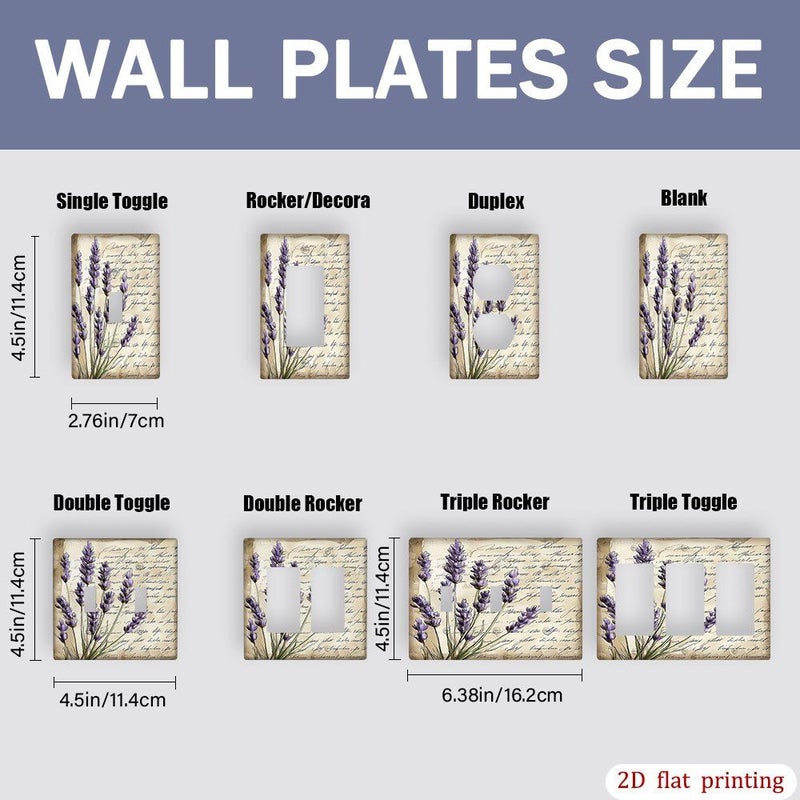 Lavender Decor Switch Wall Plate 2D Flat Printed Flower Design Duplex Outlet Cover Easy Install Durable Plastic Safe For Single Double Pole Switches Farmhouse Bedroom Kitchen Living Room - Image 3