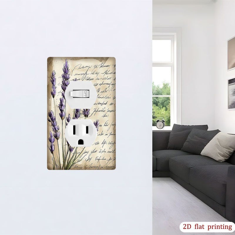 Lavender Decor Switch Wall Plate 2D Flat Printed Flower Design Duplex Outlet Cover Easy Install Durable Plastic Safe For Single Double Pole Switches Farmhouse Bedroom Kitchen Living Room - Image 2