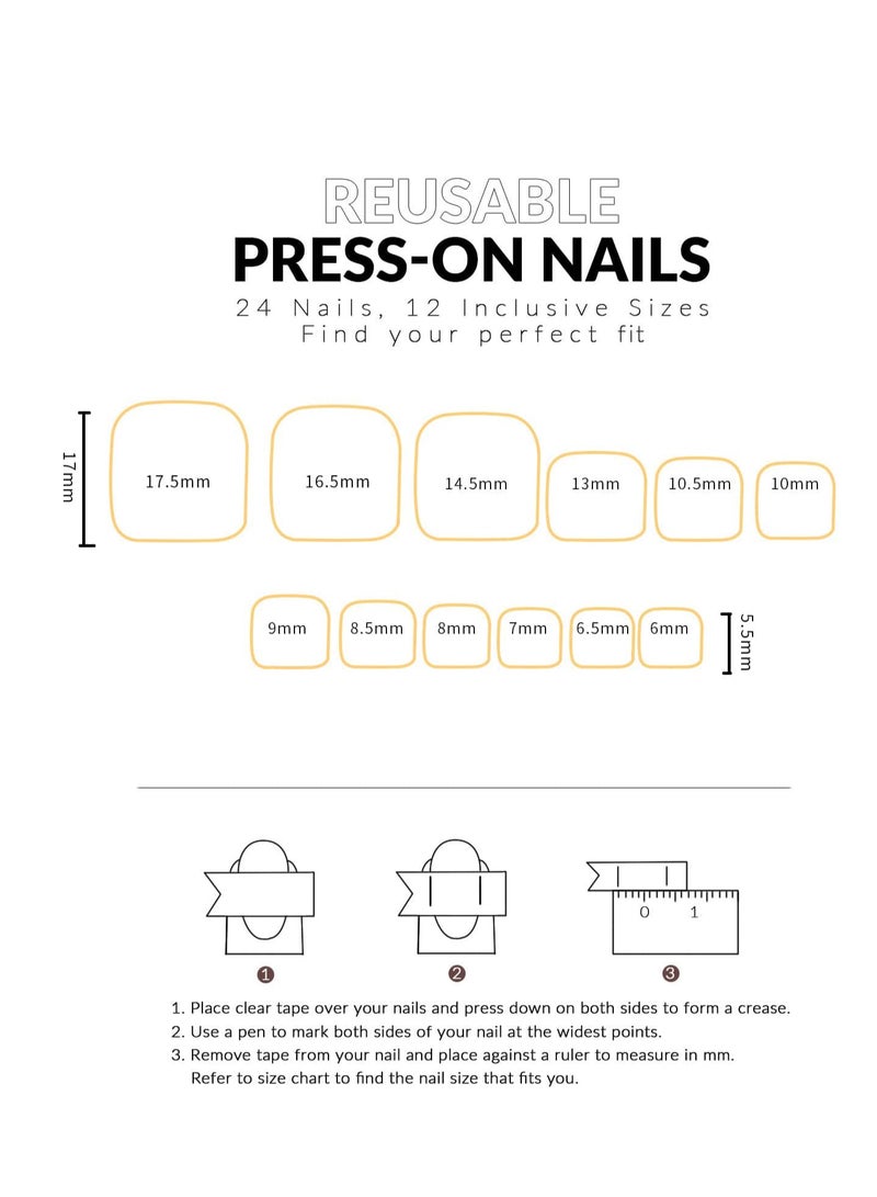 Loquat 24-Piece French Tip Press on Toenails Short Square Toe Nails for Women - Image 2