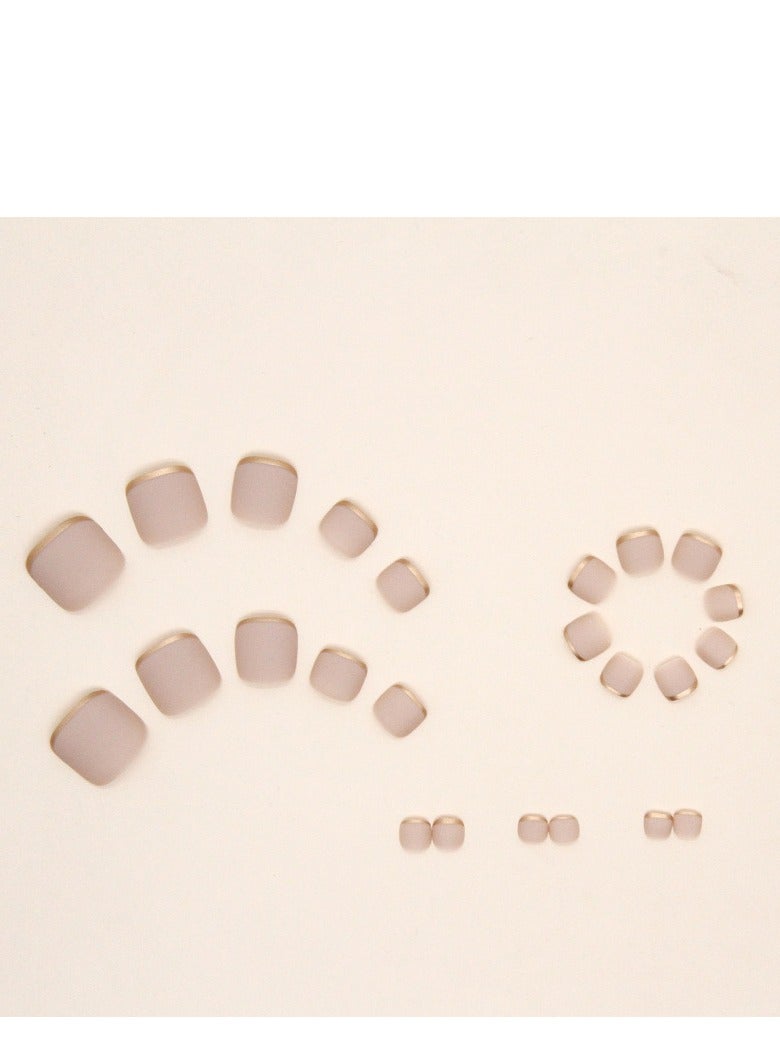 Loquat 24-Piece French Tip Press on Toenails Short Square Toe Nails for Women - Image 3