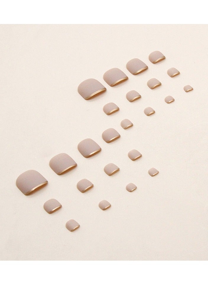 Loquat 24-Piece French Tip Press on Toenails Short Square Toe Nails for Women - Image 4