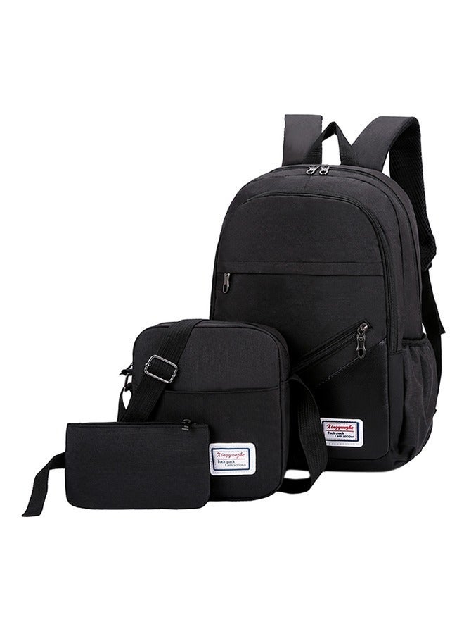 DUNISO 3 Piece Composite Bag Set Double Backpack Set Wear Resistant Computer Backpack Leisure Travel Bag Men And Women High School Student Schoolbag (Black) - Image 2