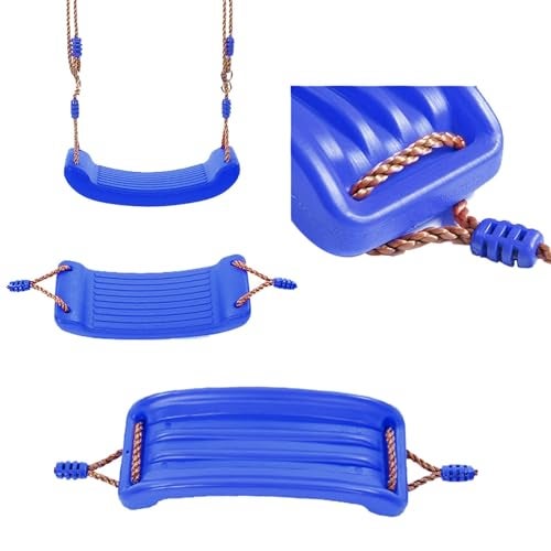 REZNOR Kids Indoor Outdoor Plastic Swing Seat with Hight Adjustable Rope Strong Tree Swing for Playground Backyard Holds 120Kg for 3-12 Years Kids Children (Blue) - Image 4