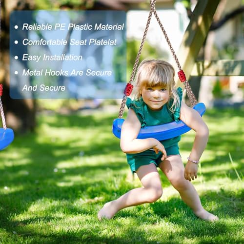 REZNOR Kids Indoor Outdoor Plastic Swing Seat with Hight Adjustable Rope Strong Tree Swing for Playground Backyard Holds 120Kg for 3-12 Years Kids Children (Blue) - Image 5