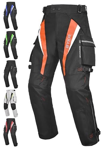 BYKR Motorcycle Pants for Men Women Armored Cordura Overpants Enduro ATV Dual Sports Motocross Cargo Touring Adventure Pant 34WX32L Orange - Image 1