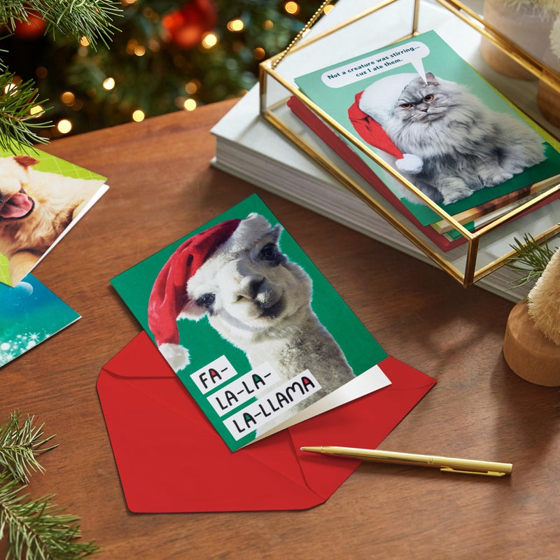 Hallmark Shoebox Funny Boxed Christmas Cards (24 Cards and 24 Envelopes) Dog  Cat  Llama  Reindeer - Image 2